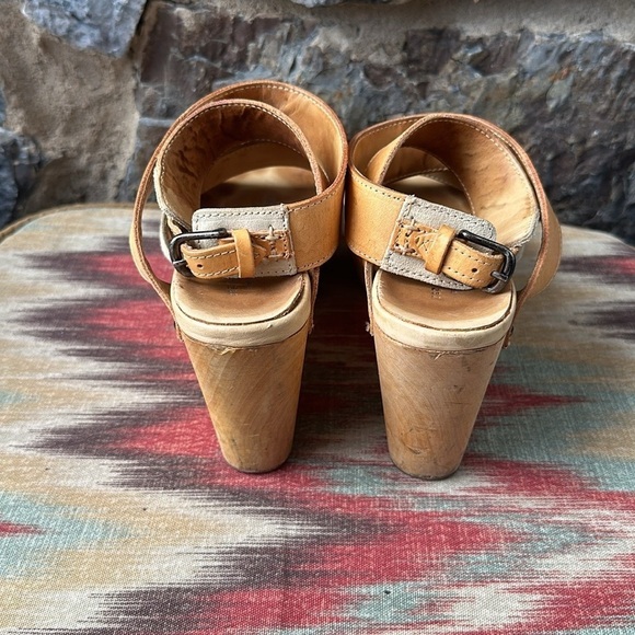 RAG & BONE $395 Addington SANDALS Leather Wooden Platform HEELS Brown Sz 8 US - Picture 4 of 8